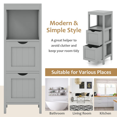 Freestanding Storage Cabinet with 2 Removable Drawers for Bathroom-Gray