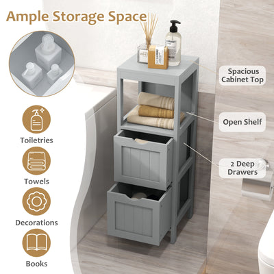 Freestanding Storage Cabinet with 2 Removable Drawers for Bathroom-Gray