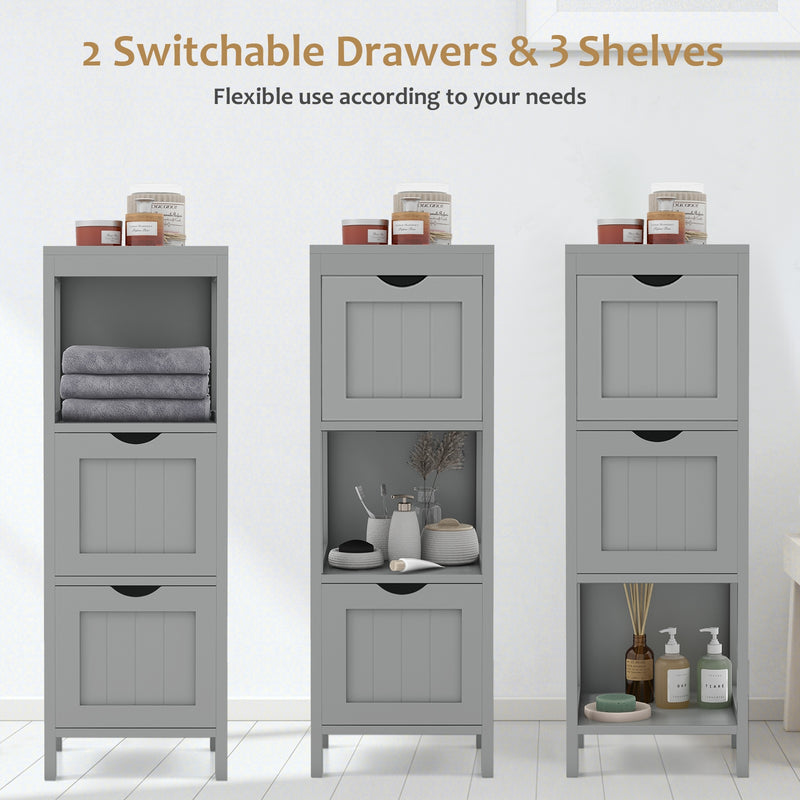 Freestanding Storage Cabinet with 2 Removable Drawers for Bathroom-Gray