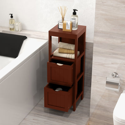 Freestanding Storage Cabinet with 2 Removable Drawers for Bathroom-Brown