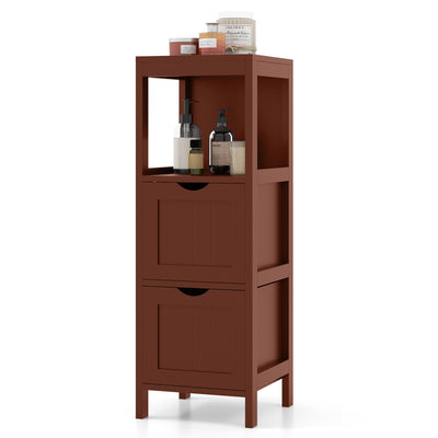 Freestanding Storage Cabinet with 2 Removable Drawers for Bathroom-Brown