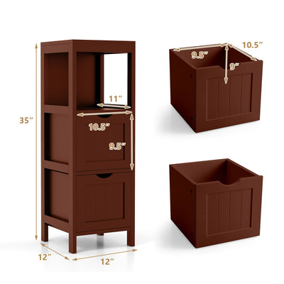 Freestanding Storage Cabinet with 2 Removable Drawers for Bathroom-Brown