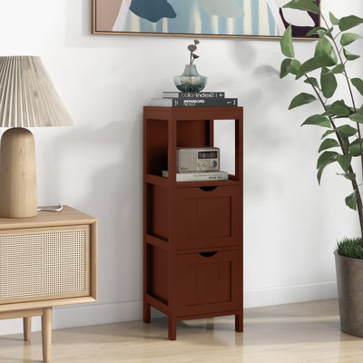 Freestanding Storage Cabinet with 2 Removable Drawers for Bathroom-Brown