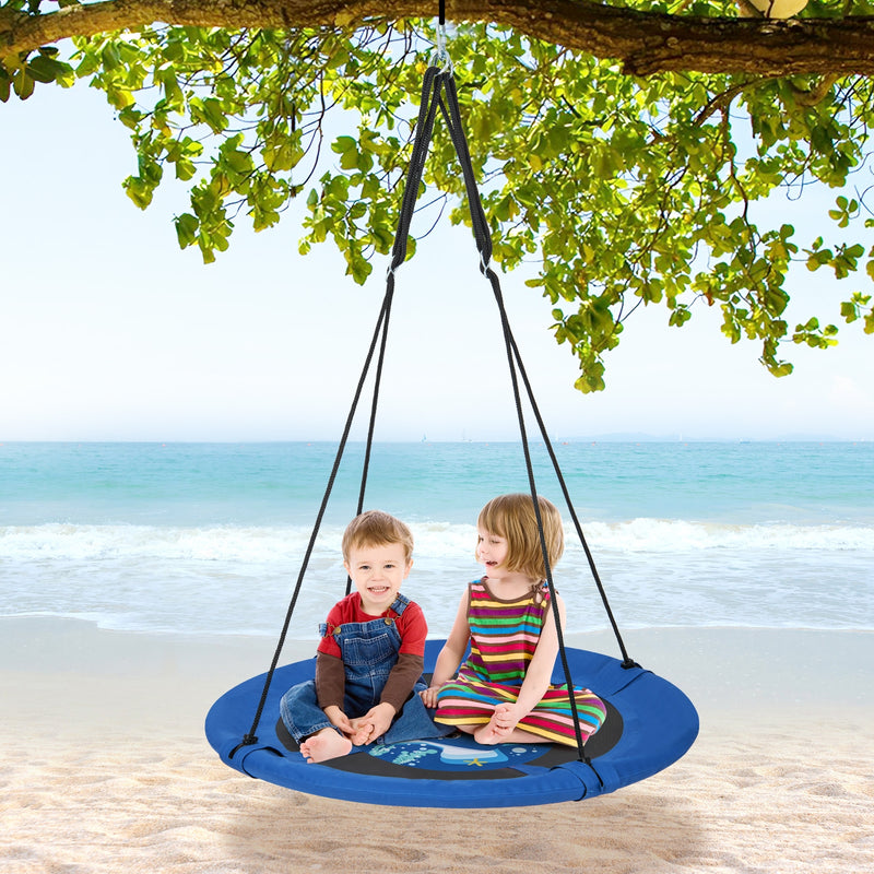 40 Inches Saucer Tree Swing with Adjustable Hanging Ropes and 900D Oxford Fabric-Whale