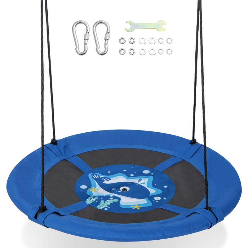 40 Inches Saucer Tree Swing with Adjustable Hanging Ropes and 900D Oxford Fabric-Whale