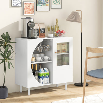 Kitchen Sideboard with Glasses Holder for Living Room Dining Room-White