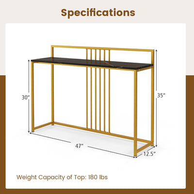 47 Inches Modern Console Table with Steel Frame and Storage Shelf-Black