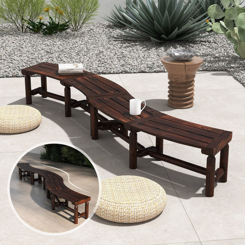 Patio Curved Bench for Round Table Spacious and Slatted Seat