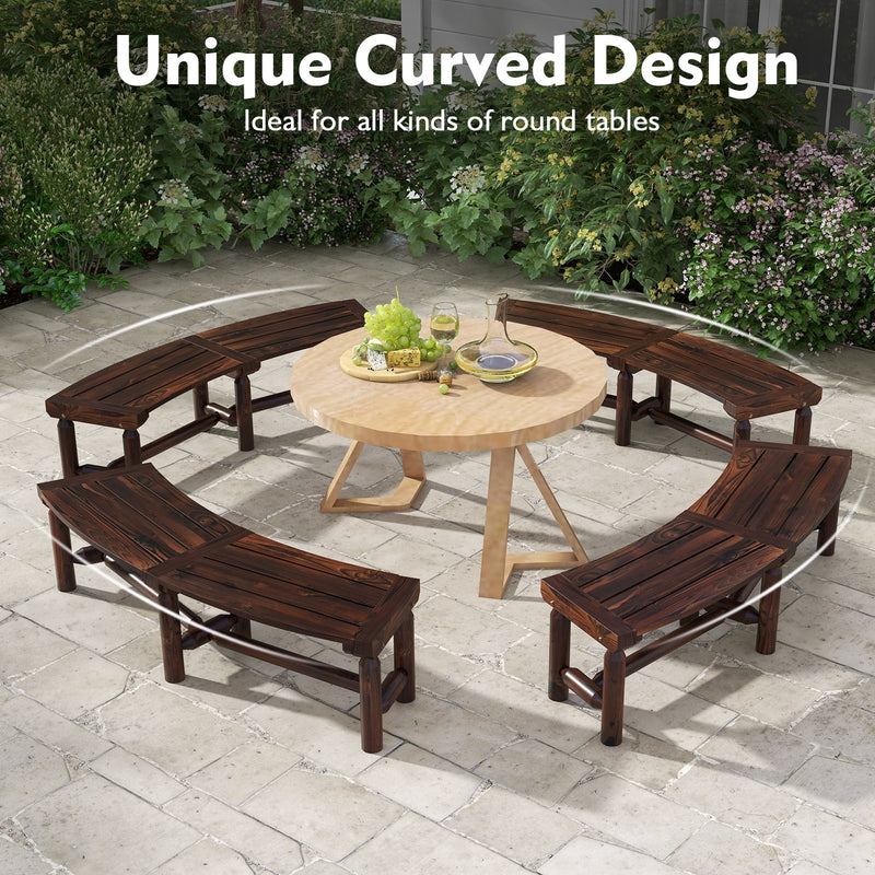 Patio Curved Bench for Round Table Spacious and Slatted Seat