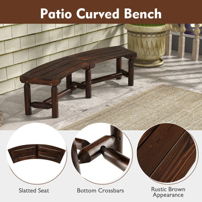 Patio Curved Bench for Round Table Spacious and Slatted Seat