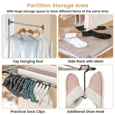 Large Foldable Clothes Drying Rack with Tall Hanging Bar