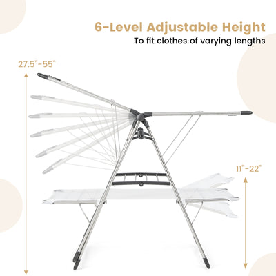 Large Foldable Clothes Drying Rack with Tall Hanging Bar