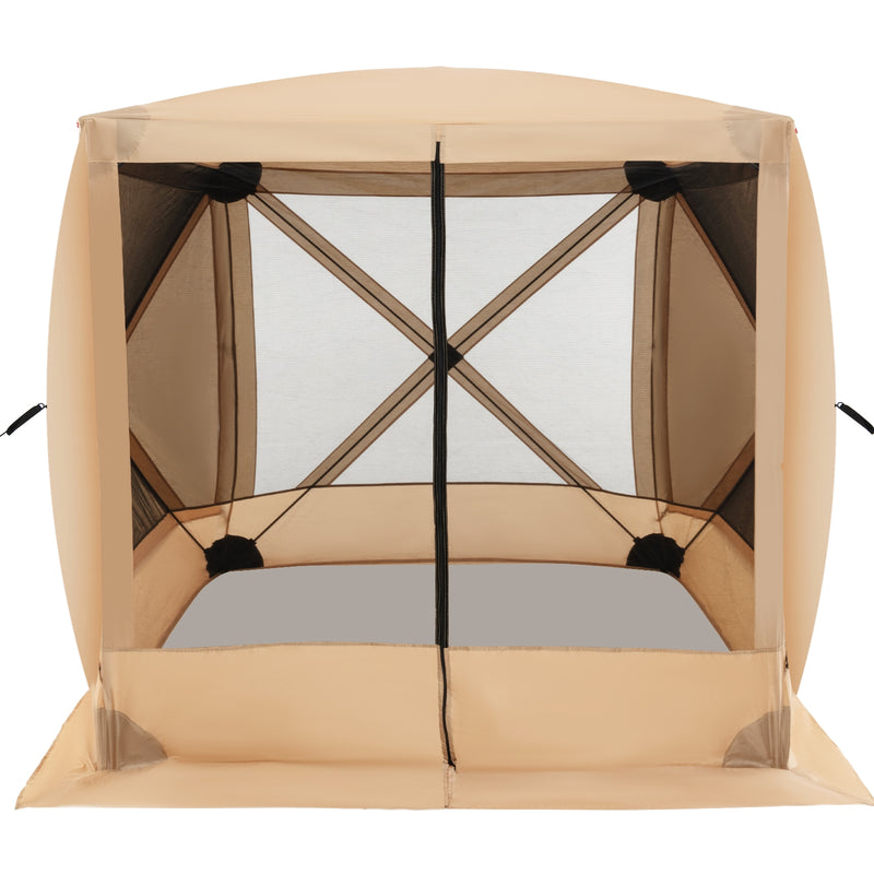 6.7 x 6.7 Feet Pop Up Gazebo with Netting and Carry Bag-Coffee