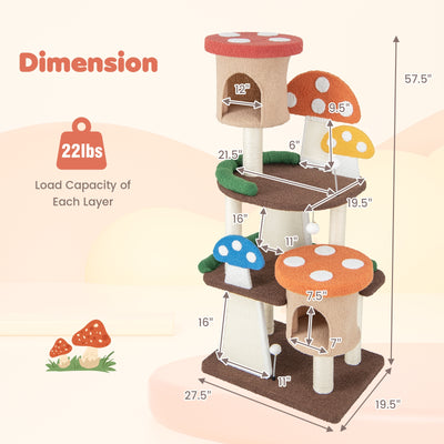 4-In-1 Cat Tree with 2 Condos and Platforms for Indoors-Multicolor