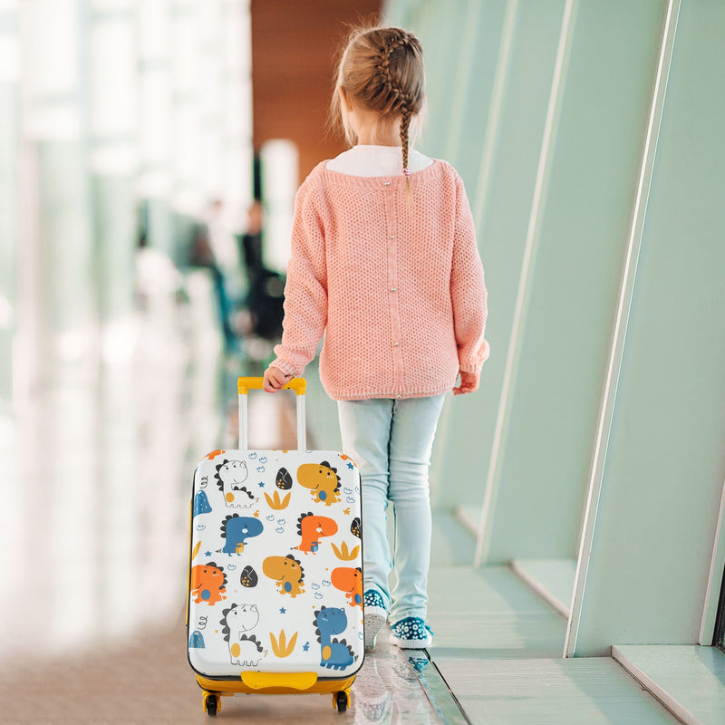 20 Inch Kids Rolling Luggage Foldable Hardshell Carry-on Suitcase on Wheels-Yellow