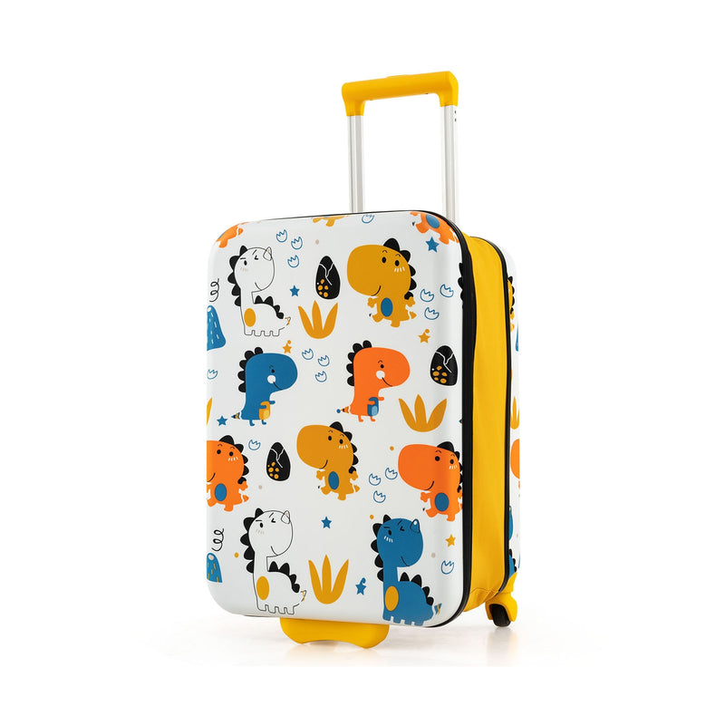 20 Inch Kids Rolling Luggage Foldable Hardshell Carry-on Suitcase on Wheels-Yellow