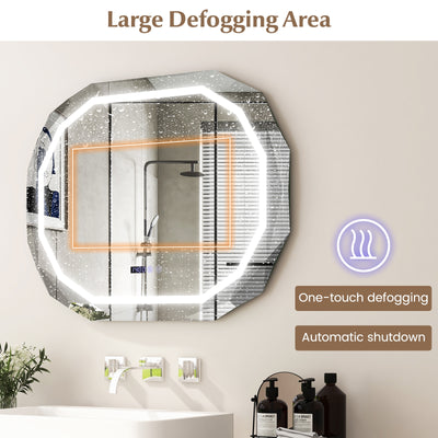 Anti-Fog Bathroom Mirror with 3 Color LED Light Memory Function