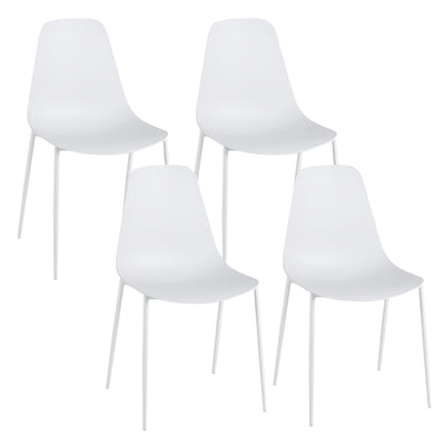 Armless Dining Chair Set of 4 Leisure Chair with Anti-slip Foot Pads-White