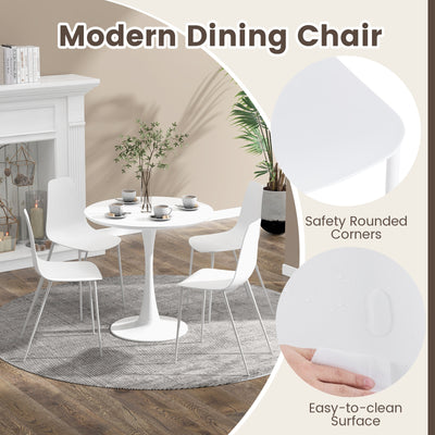 Armless Dining Chair Set of 4 Leisure Chair with Anti-slip Foot Pads-White