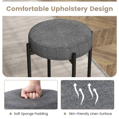 Bar Stools Set of 4 Upholstered Kitchen Stools with Foot Pads-Dark Gray