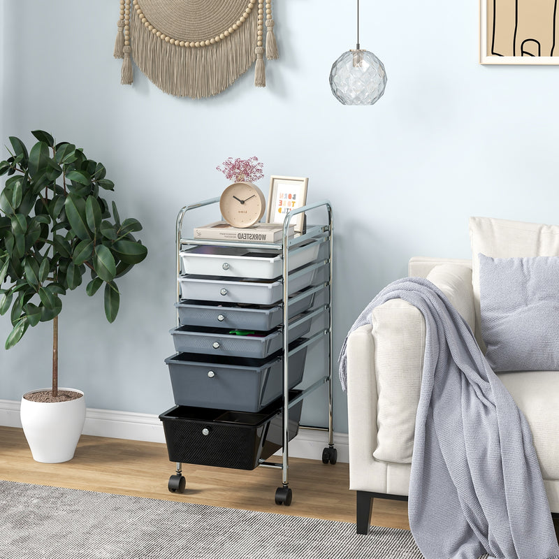 6 Drawers Rolling Storage Cart Organizer-Black & Gray