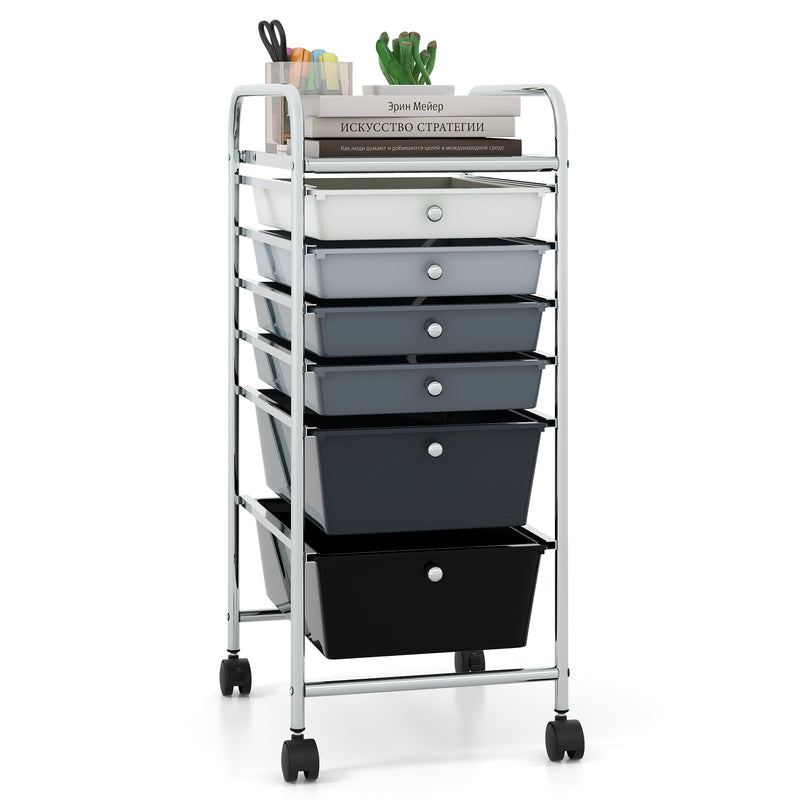 6 Drawers Rolling Storage Cart Organizer-Black & Gray