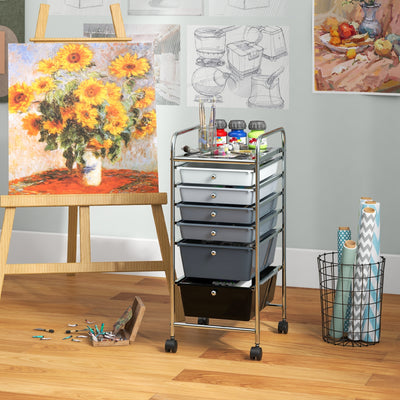 6 Drawers Rolling Storage Cart Organizer-Black & Gray