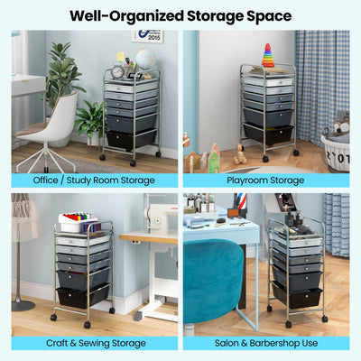 6 Drawers Rolling Storage Cart Organizer-Black & Gray