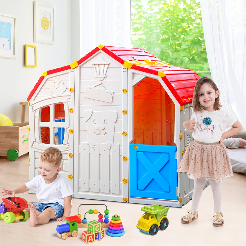 Cottage Kids Playhouse with Openable Windows and Working Door