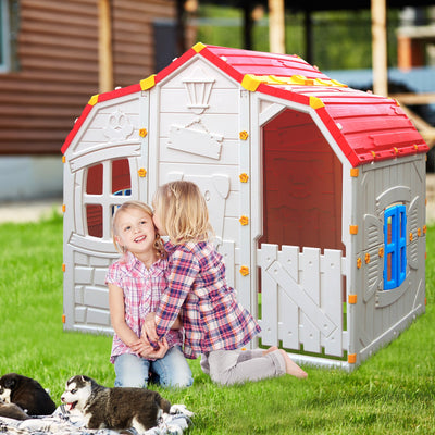 Cottage Kids Playhouse with Openable Windows and Working Door