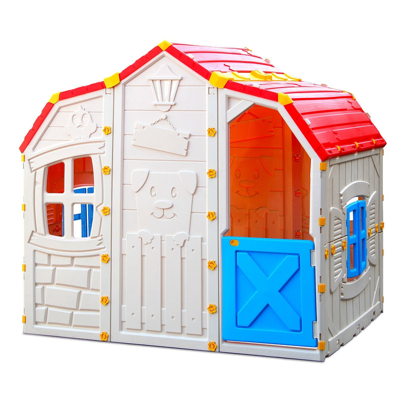 Cottage Kids Playhouse with Openable Windows and Working Door