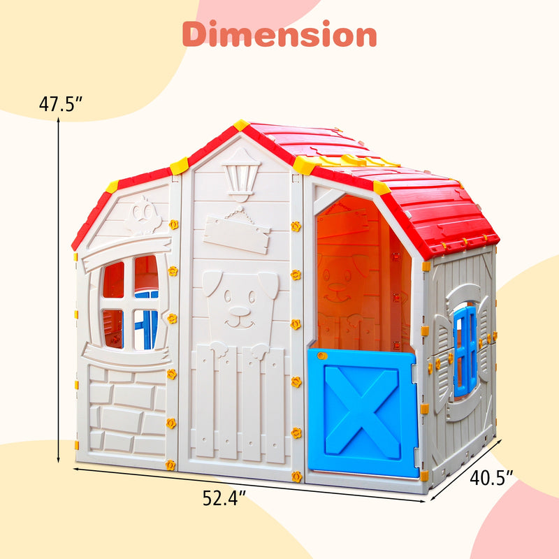 Cottage Kids Playhouse with Openable Windows and Working Door