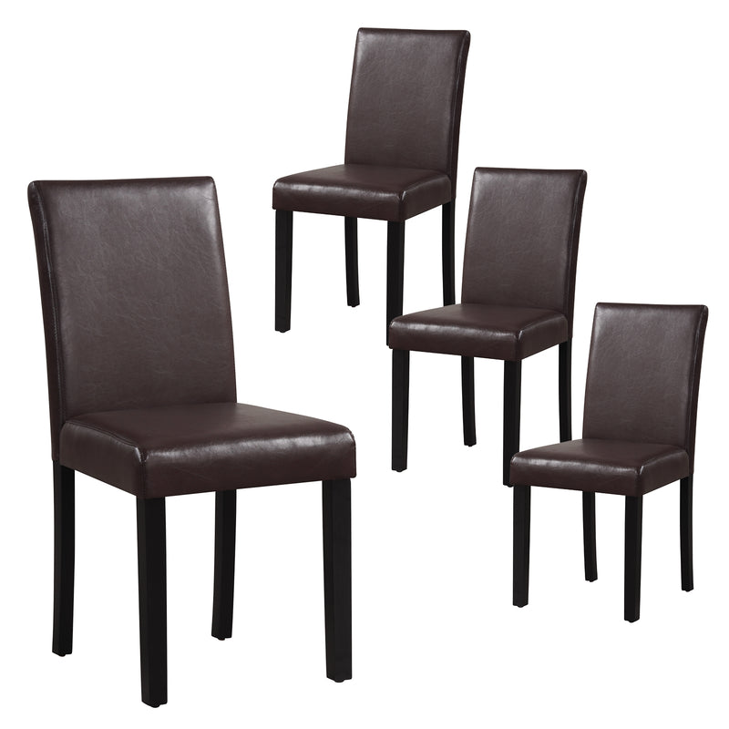 Dining Chair Set of 4 Upholstered Kitchen Dinette Chairs with Wood Frame-Brown