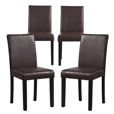 Dining Chair Set of 4 Upholstered Kitchen Dinette Chairs with Wood Frame-Brown