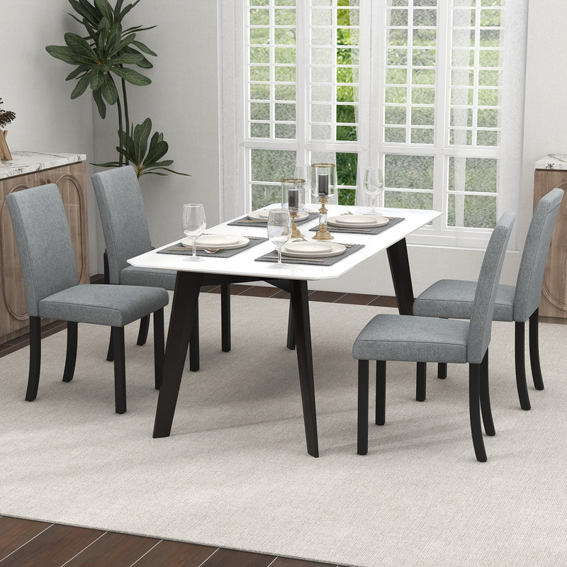 Dining Chair Set of 4 Upholstered Kitchen Dinette Chairs with Wood Frame-Gray