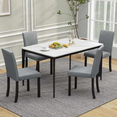 Dining Chair Set of 4 Upholstered Kitchen Dinette Chairs with Wood Frame-Gray