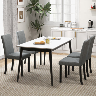 Dining Chair Set of 4 Upholstered Kitchen Dinette Chairs with Wood Frame-Gray