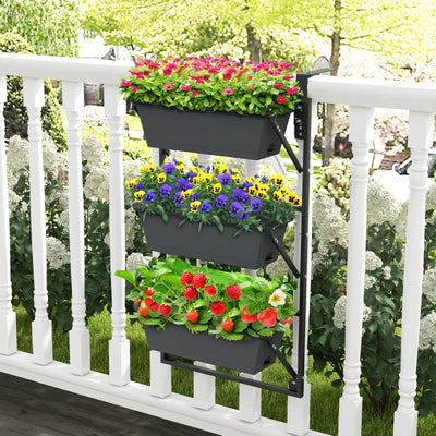 Hanging Vertical Planter Wall-mounted Adjustable with Detachable Hooks-Black