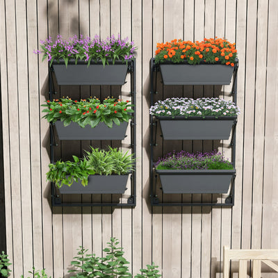 Hanging Vertical Planter Wall-mounted Adjustable with Detachable Hooks-Black