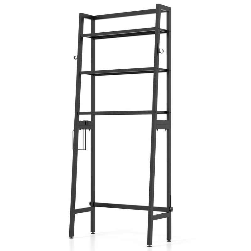 3-Tier Freestanding Over The Toilet Storage Shelf with Adjustable Bottom Bar-Black