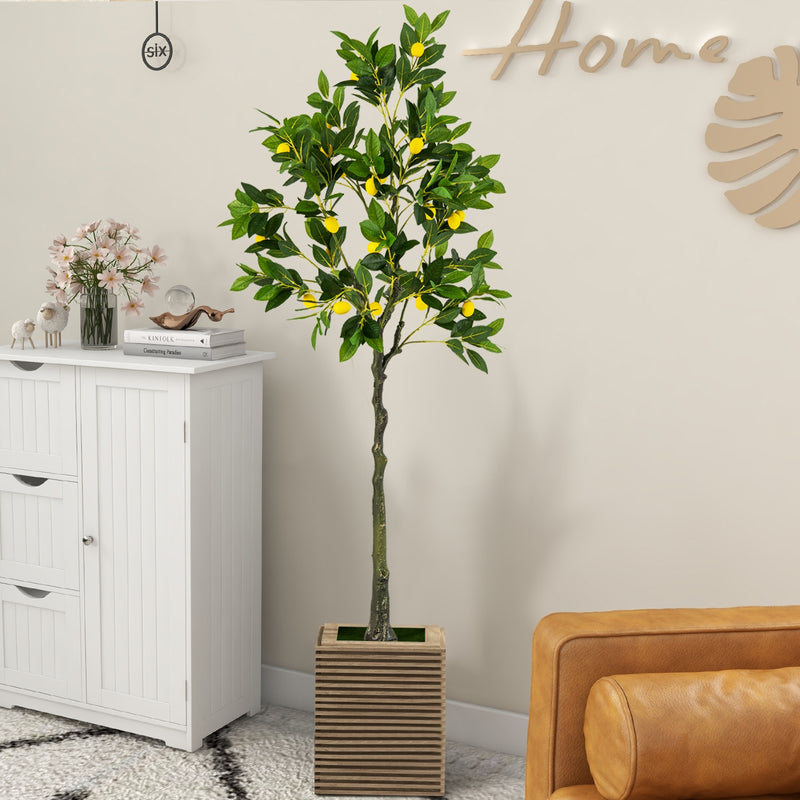 Artificial Lemon Tree 2.6/4/5.2 Feet Tall Fake Lemon Plant wuth Lemon Fruits-5.2 ft