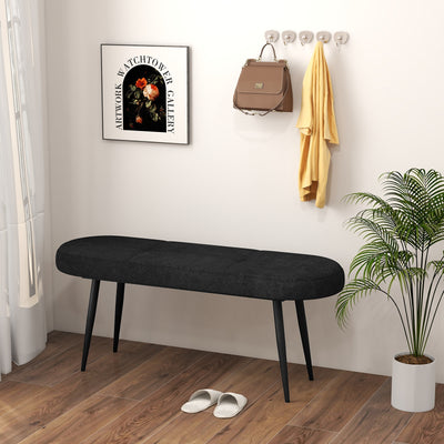 47 Inch Upholstered Entryway Bench with Heavy-duty Metal Frame-Black