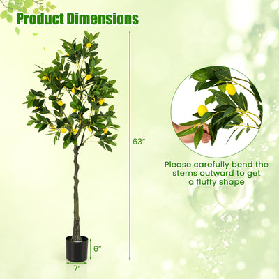 Artificial Lemon Tree 2.6/4/5.2 Feet Tall Fake Lemon Plant wuth Lemon Fruits-5.2 ft