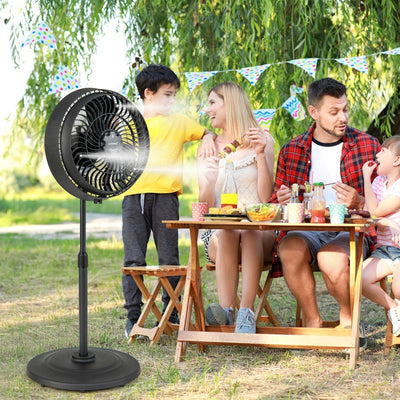 16 Inch Outdoor Misting Fan Oscillating Pedestal Fan with 3 Mist Levels-Black