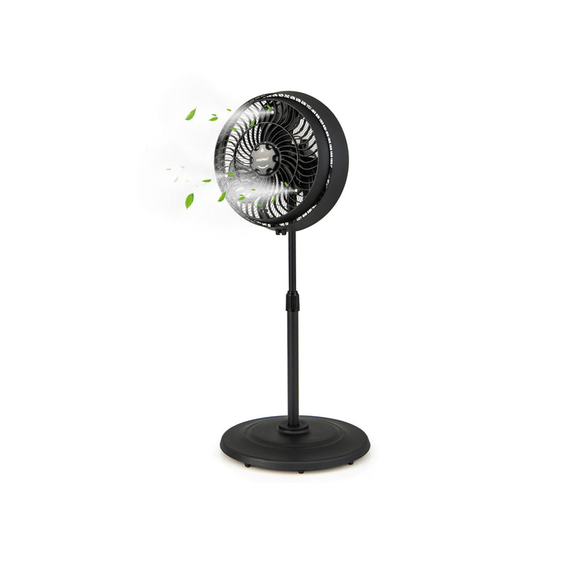 16 Inch Outdoor Misting Fan Oscillating Pedestal Fan with 3 Mist Levels-Black