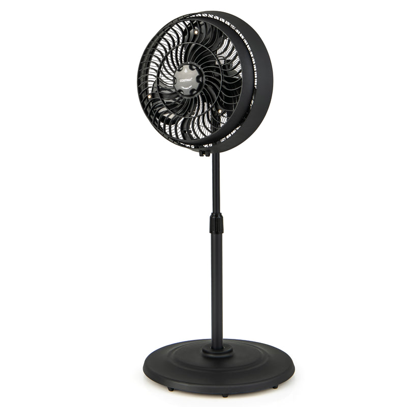 16 Inch Outdoor Misting Fan Oscillating Pedestal Fan with 3 Mist Levels-Black