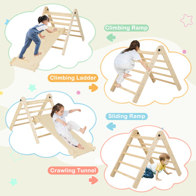 7-in-1 Indoor Climbing Toys for Toddlers with Reversible Ramp-Natural