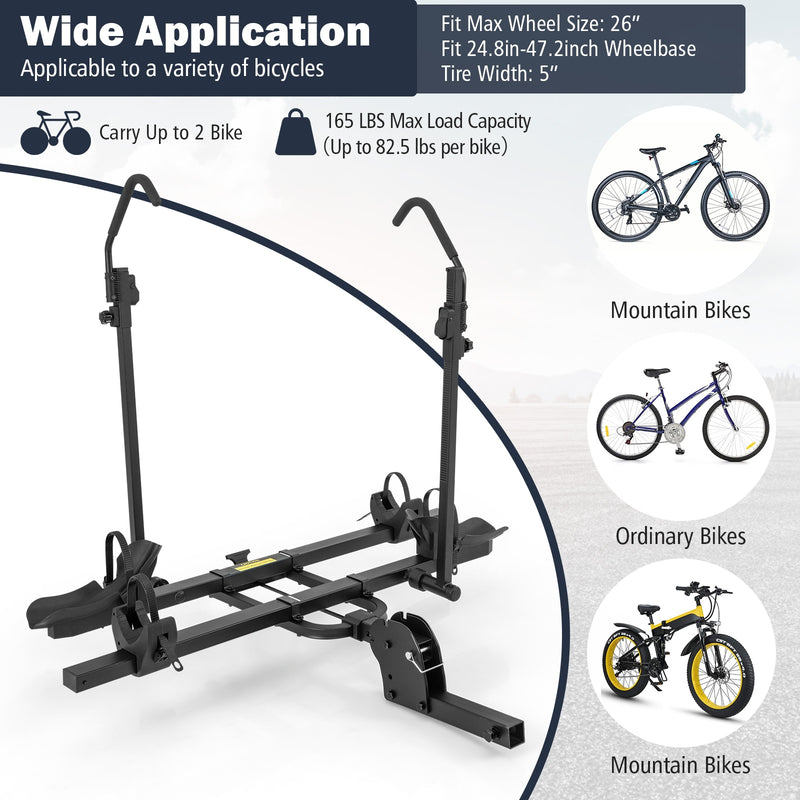 2 Inch Hitch Mount Bike Rack 2-Bike Platform Style Carrier with Tilt-able Design for Easy Trunk Access