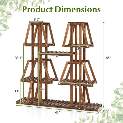 5-Tier 10 Potted Wood Plant Stand for Multiple Plants