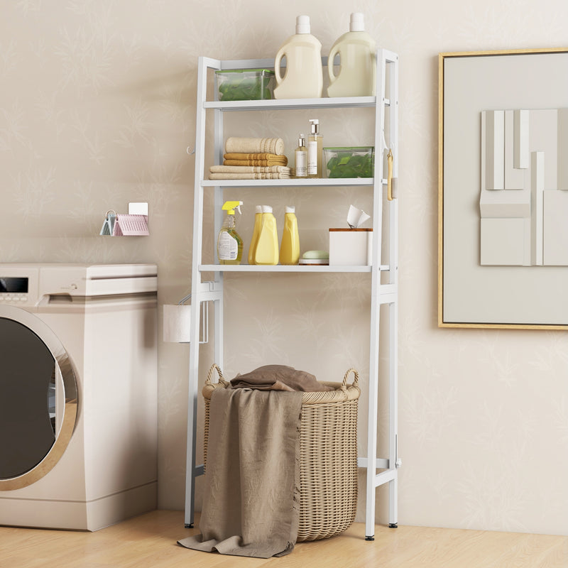 3-Tier Over The Toilet Storage Shelf with Adjustable Bottom Bar-White